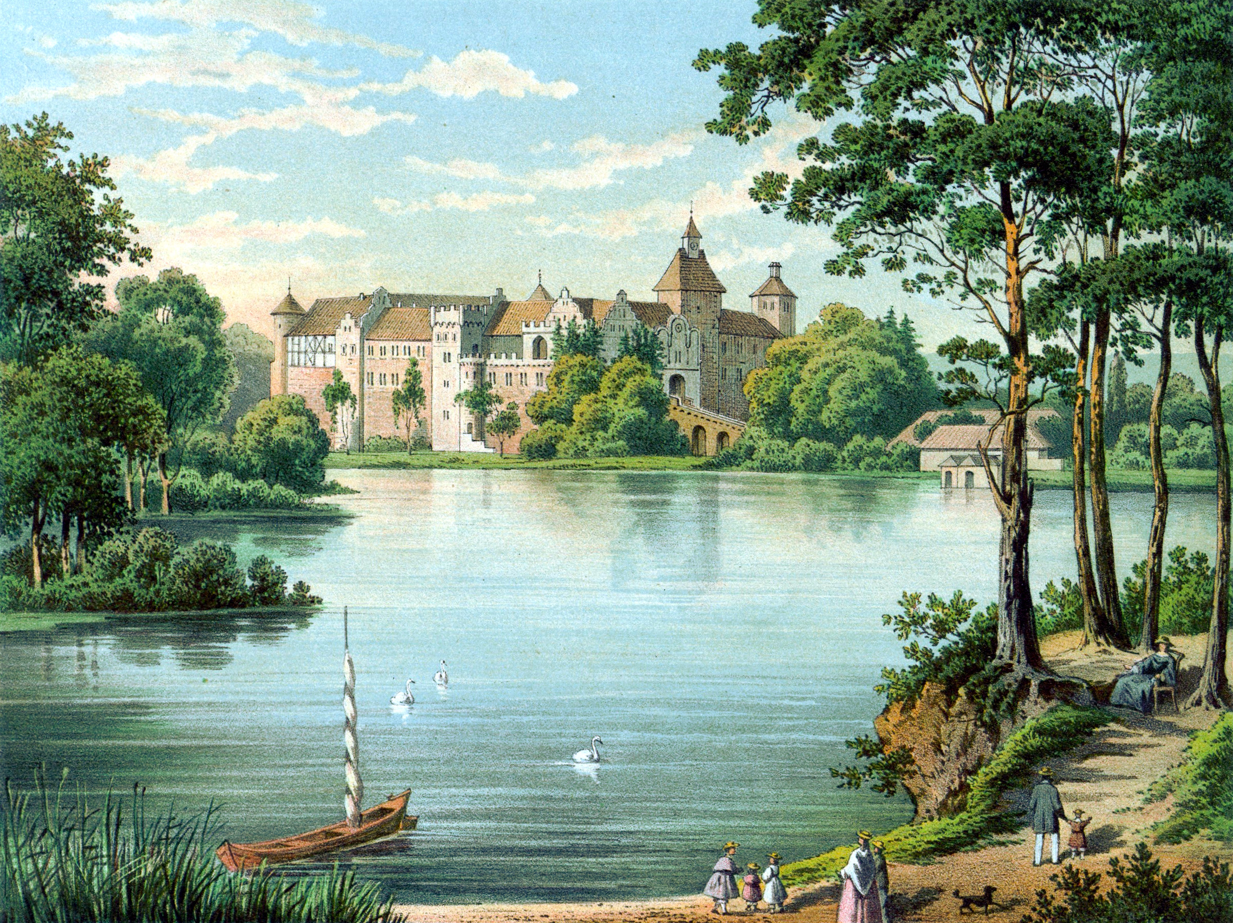 Zamek w Szymbarku około 1869-1870 roku na litografii Alexandra Dunckera